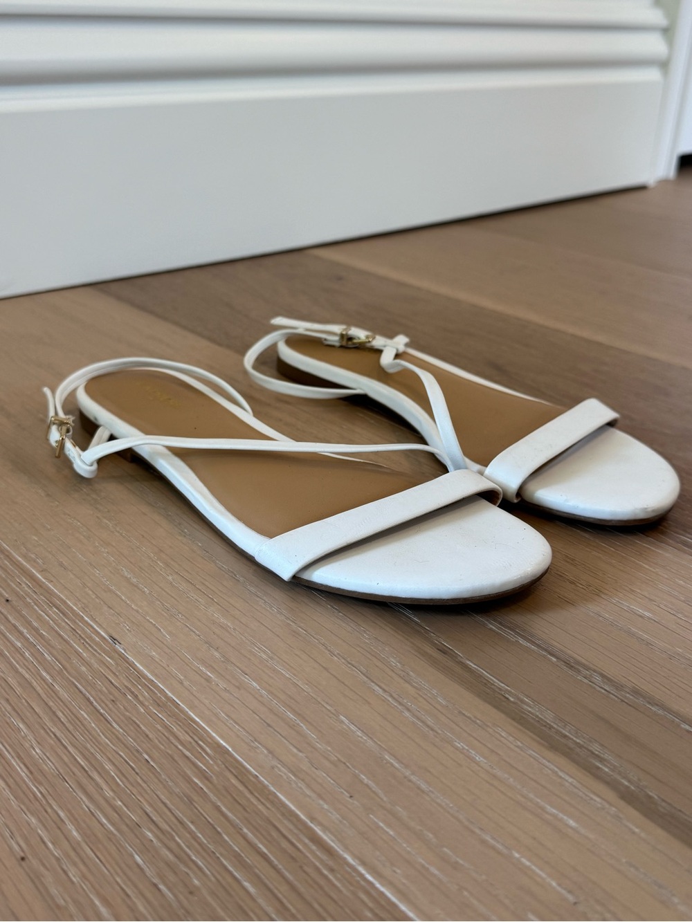 Express White Minimal Strappy Flat Sandals